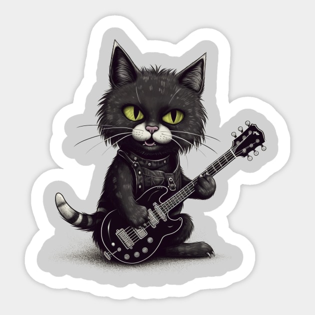 Metal Kitty Sticker by CathouseArt